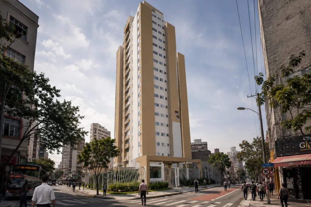 Ilustração de condomínio residencial, opção 1 da região central