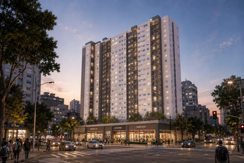 Ilustração de condomínio residencial, opção 4 da região central