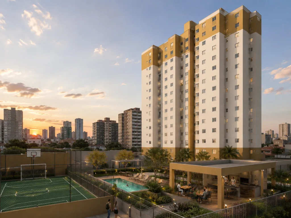 Ilustração de condomínio residencial, opção 1 da Zona Leste