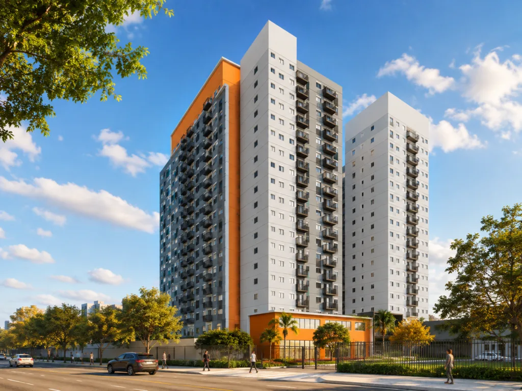 Ilustração de condomínio residencial, opção 4 da Zona Leste