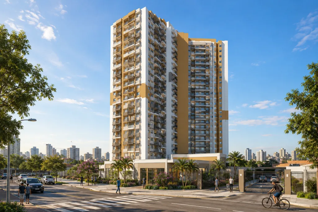 Ilustração de condomínio residencial, opção 3 da Zona Oeste